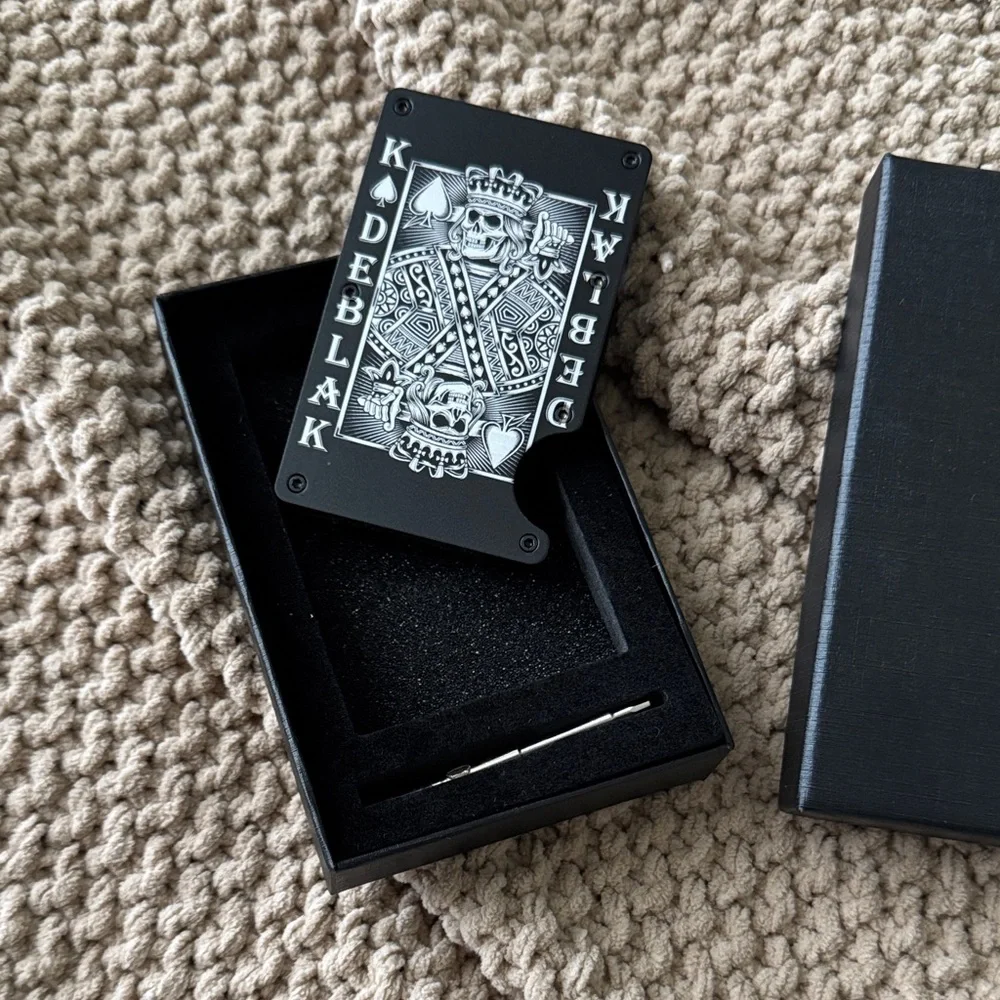 Black Playing Card Design Metal Wallet